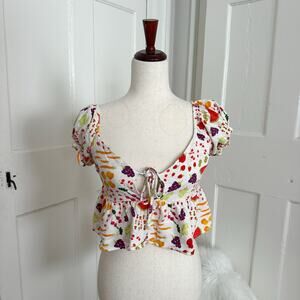 Lisa Says Gah Farmer's Market Babydoll Peplum Top Size Small